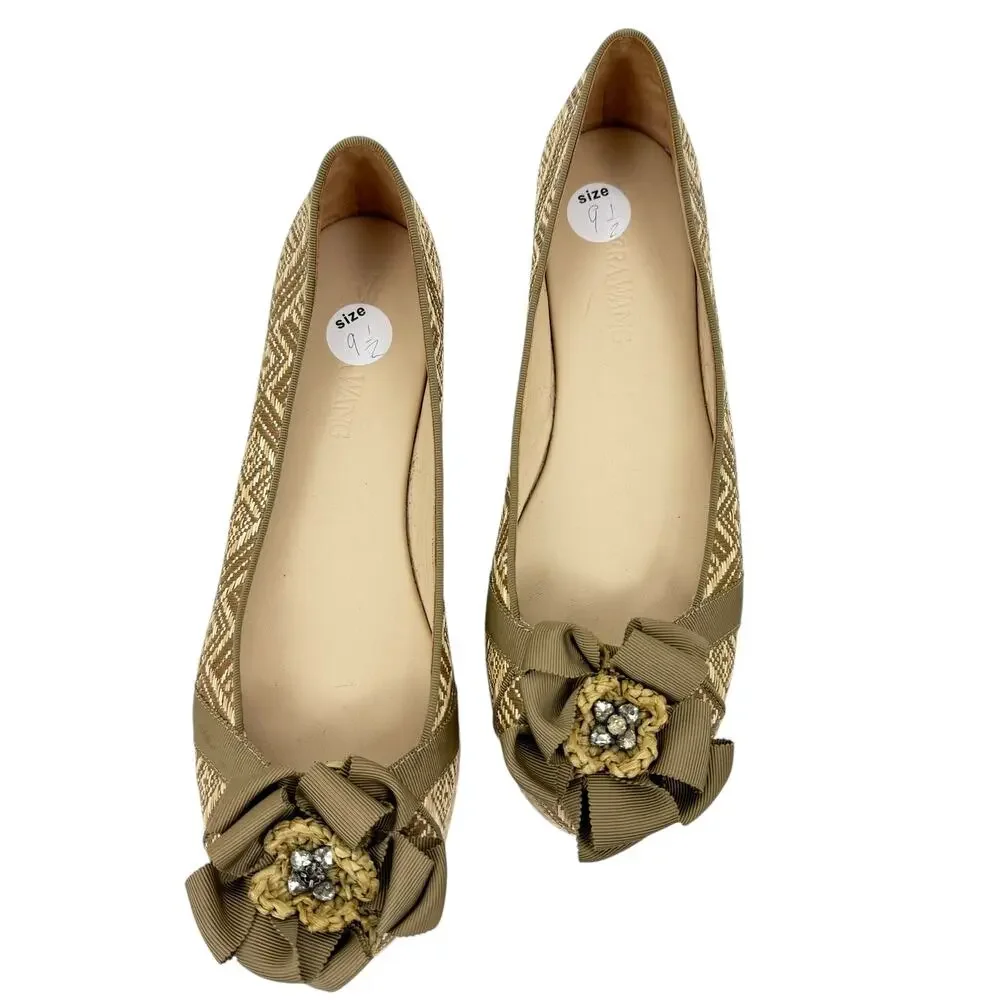 Vera Wang Lavender Eri Basketweave Flats Beige Fabric Size 9.5